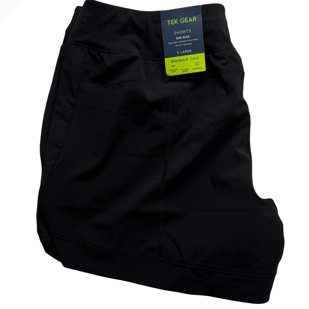Tek Gear Womens Workout Shorts XL Mineral Black Mid Rise Relaxed NEW